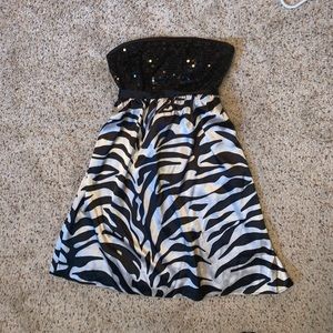 Guess Zebra print mini dress with rhinestone top
